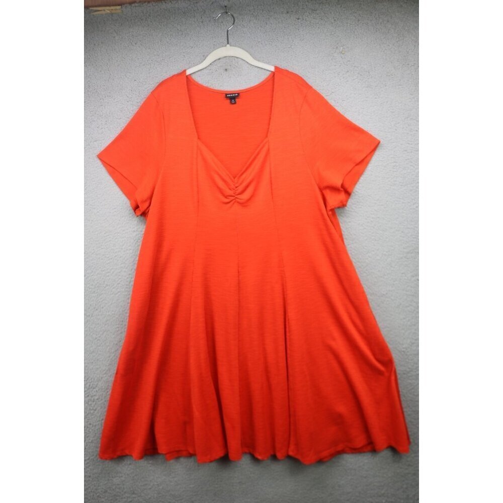 Torrid Orange Sweetheart Neck Ribbed Midi Dress-Size 4X-Pockets-Stretch-Comfy
